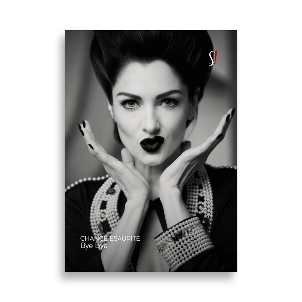 Poster “Chance esaurite. Bye bye.” (V3) - Ancore Slegata! 1 donna che fa una smorfia e si tiene il mento con le mani