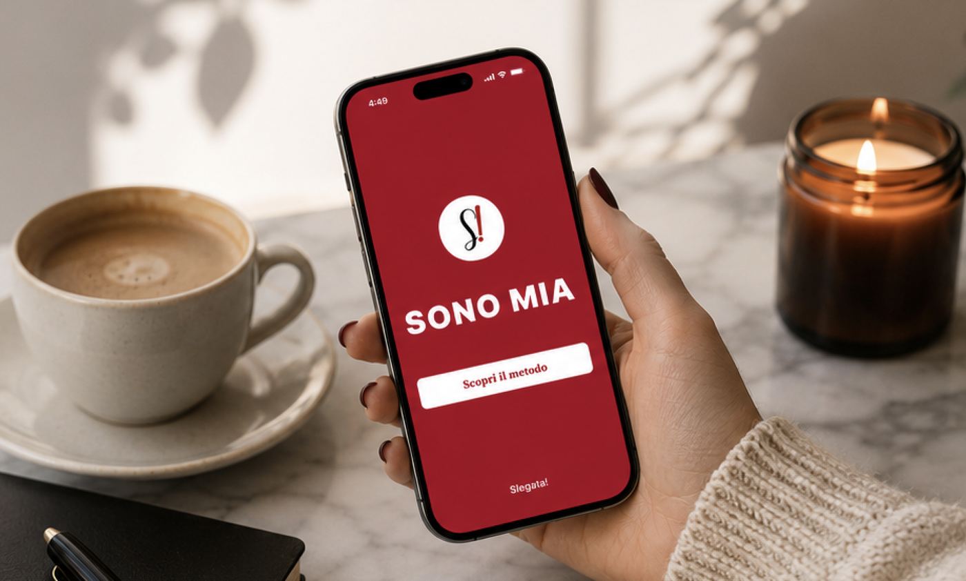 App 1 L'app Slegata! aperta su un telefono, con la frase Sono mia