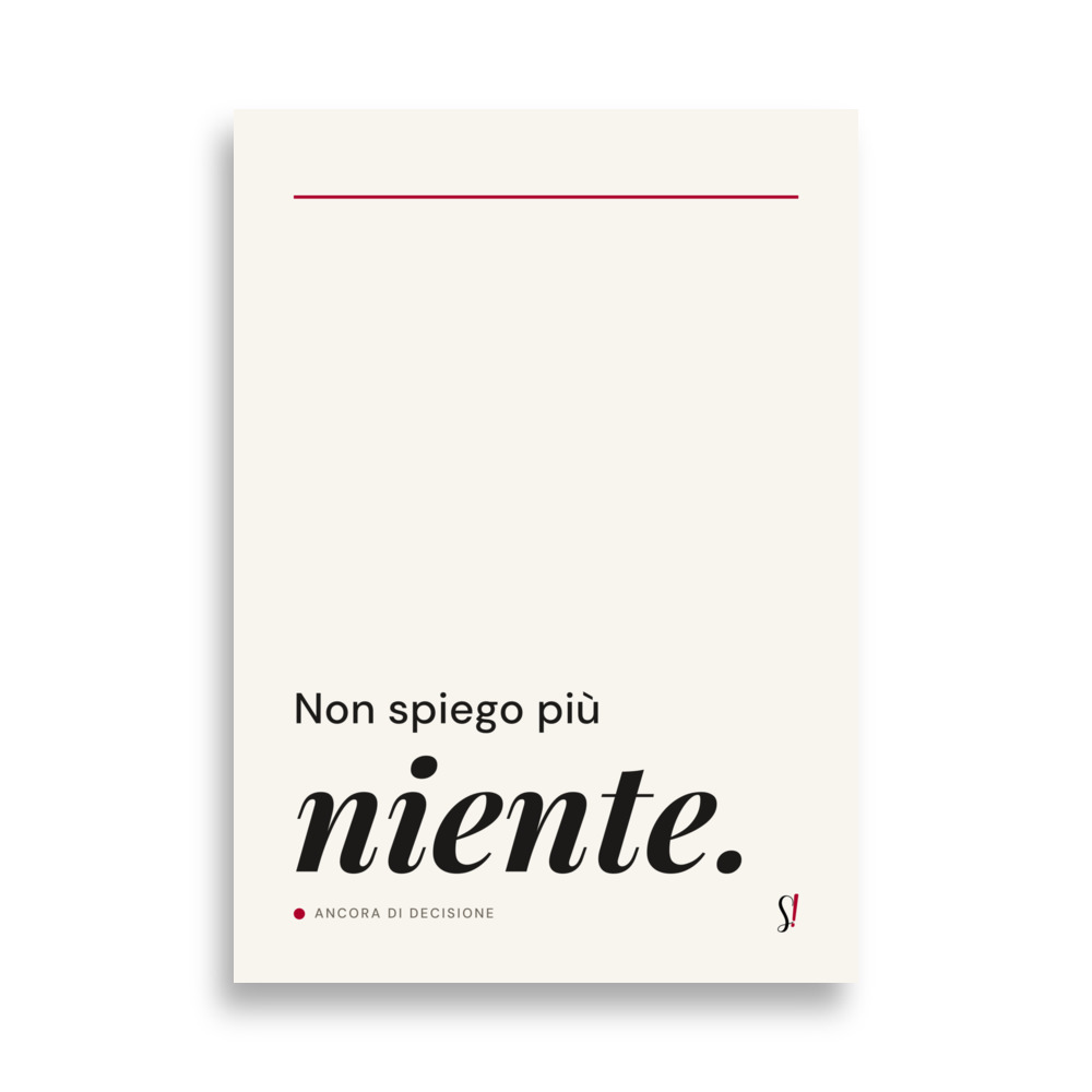 Poster «Non spiego più niente» di Slegata!, versione solo parole nero su bianco